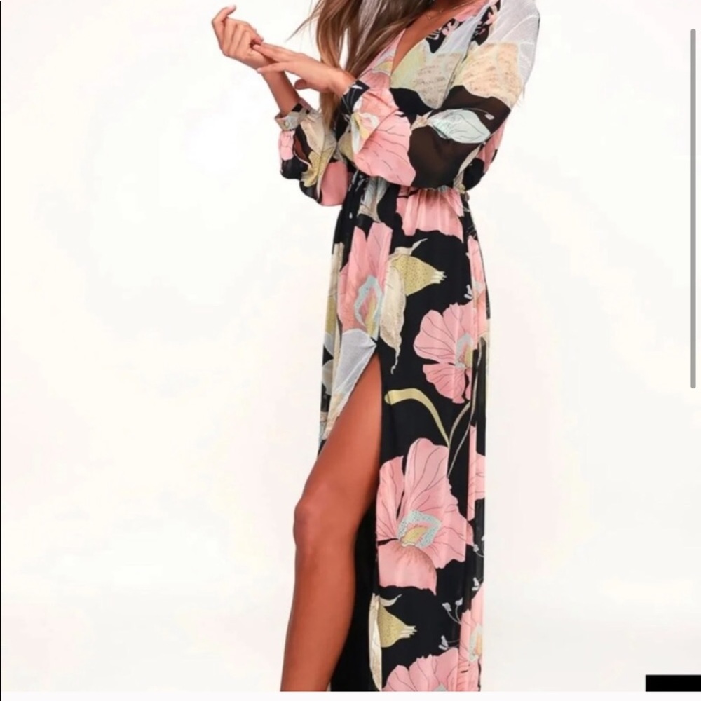 Lulus Long Sleeve Maxi Dress- Floral Print